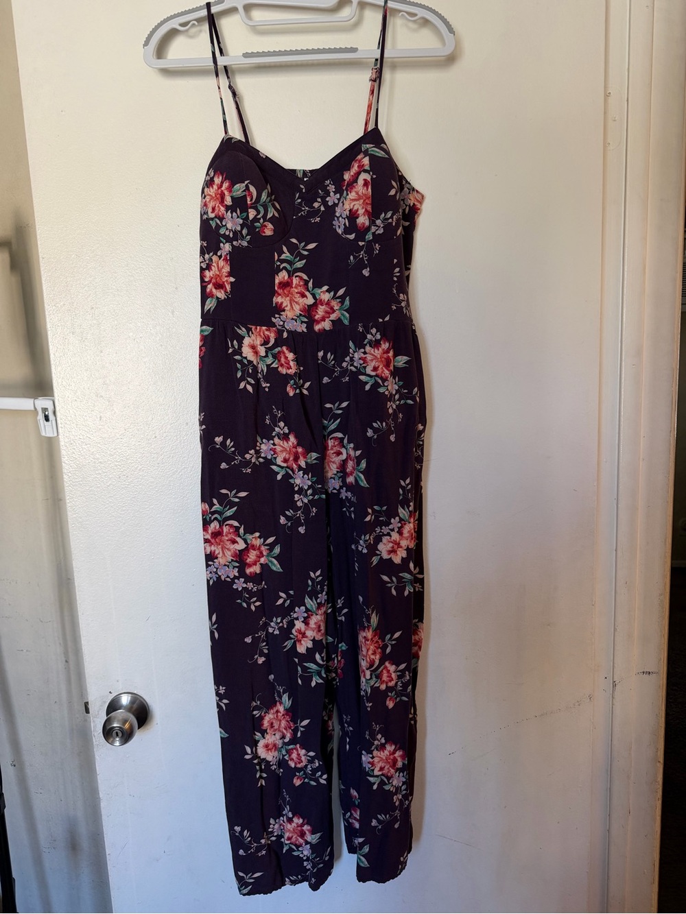 Xhilaration Floral Wide Leg Jumpsuit Purple Pink Sleeveless Medium